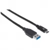 Manhattan USB-C auf USB-A-Kabel, 1 m, Stecker auf Stecker, 10 Gbit/s (USB 3.2 Gen 2, auch bekannt als USB 3.1), 3 A (Schnellladung), SuperSpeed+ USB, Schwarz, lebenslange Garantie, äquivalent zu USB31AC1M