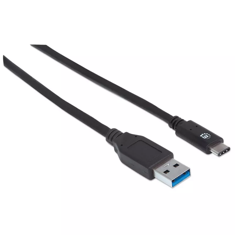 Manhattan USB-C auf USB-A-Kabel, 1 m, Stecker auf Stecker, 10 Gbit/s (USB 3.2 Gen 2, auch bekannt als USB 3.1), 3 A (Schnellladung), SuperSpeed+ USB, Schwarz, lebenslange Garantie, äquivalent zu USB31AC1M
