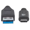 Manhattan USB-C auf USB-A-Kabel, 1 m, Stecker auf Stecker, 10 Gbit/s (USB 3.2 Gen 2, auch bekannt als USB 3.1), 3 A (Schnellladung), SuperSpeed+ USB, Schwarz, lebenslange Garantie, äquivalent zu USB31AC1M