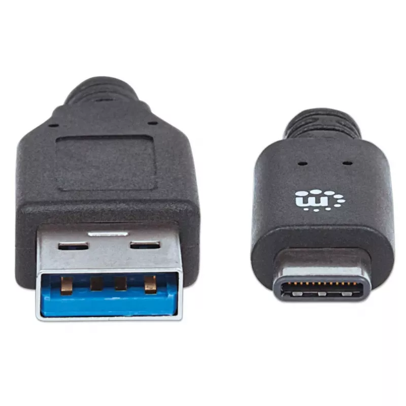 Manhattan USB-C auf USB-A-Kabel, 1 m, Stecker auf Stecker, 10 Gbit/s (USB 3.2 Gen 2, auch bekannt als USB 3.1), 3 A (Schnellladung), SuperSpeed+ USB, Schwarz, lebenslange Garantie, äquivalent zu USB31AC1M