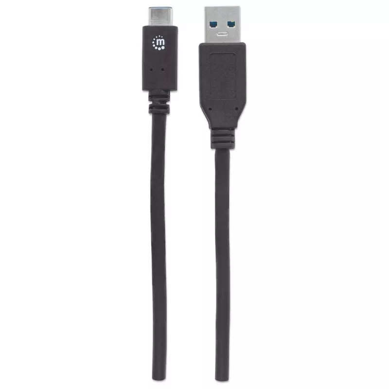 Manhattan USB-C auf USB-A-Kabel, 1 m, Stecker auf Stecker, 10 Gbit/s (USB 3.2 Gen 2, auch bekannt als USB 3.1), 3 A (Schnellladung), SuperSpeed+ USB, Schwarz, lebenslange Garantie, äquivalent zu USB31AC1M