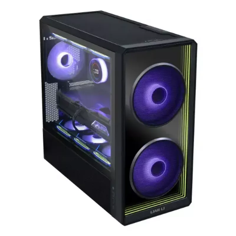 PC-Gehäuse Lian Li Lancool 217 INF Midi Tower — Schwarz, EATX/ATX/Micro‑ATX/Mini‑ITX Unterstützung, 2x120mm vorne, 1x140mm hinten, 1×3,5 Zoll + 8×2,5 Zoll, gehärtetes Glas