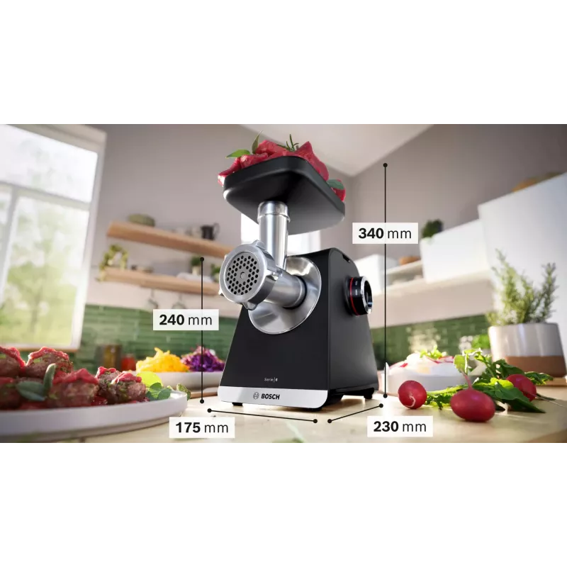 Bosch Serie 6 Fleischwolf 2100 W Schwarz, Silber