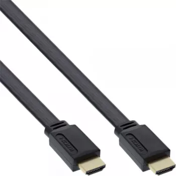 InLine HDMI Flachkabel High Speed Kabel mit Ethernet vergoldet schwarz 5m