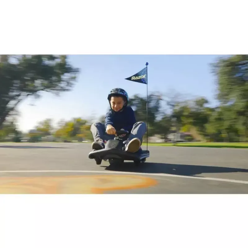 Elektrisches Drift-Kart Razor Crazy Cart Shift — Blau, 90 W Motor, 12 V Akku, bis zu 13 km/h, max. Benutzergewicht 54 kg