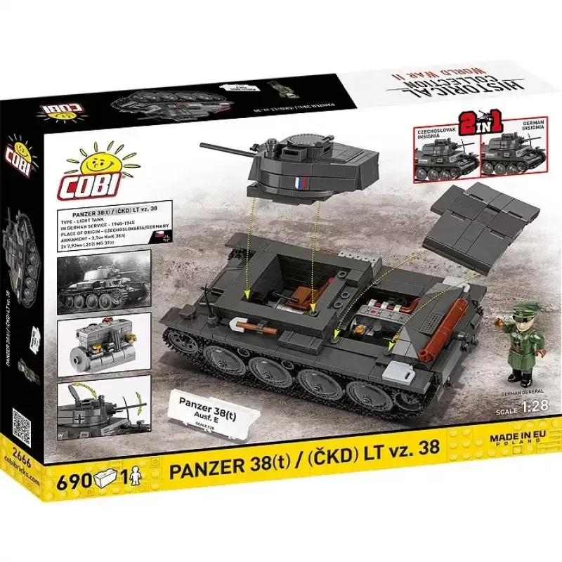 Bauset Cobi Blocks Panzer 38 VZ.38 690 Elemente – Maßstabsmodell-Bausatz