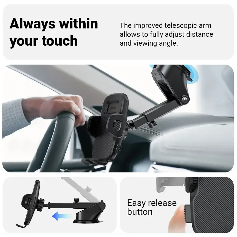 Autohalterung Crong Carclip für Armaturenbrett und Windschutzscheibe, passiv, für Smartphones, schwarz (Carbon)