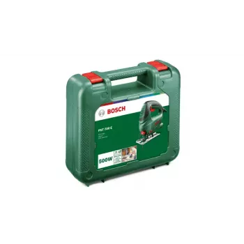 Stichsäge Bosch PST 700 E, Bügelgriff, 500 W, 3100 Hübe/min, 70 mm Holzschnitt, 45° Schrägschnitt