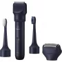 Reisetrimmer Panasonic X-Shape Travel — blau, Lithium-Ionen-Akku, integriert, Multi-Aufsätze (Bart, Körper, Haar, Folienrasierer, Zahnbürste), 1–30 mm, 196×49×43 mm