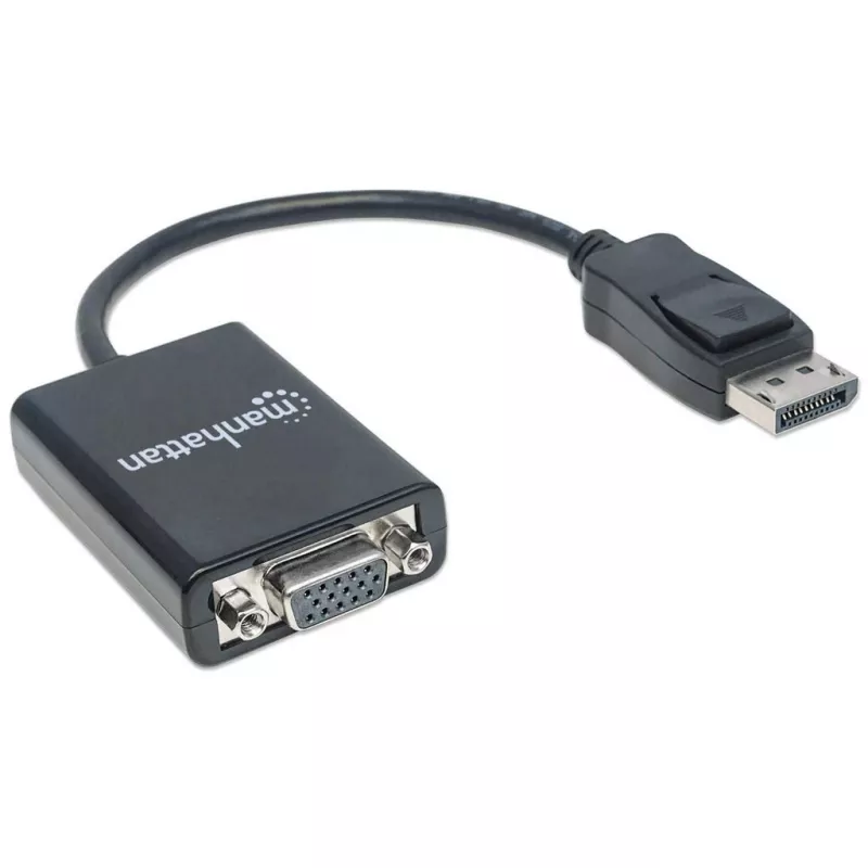manhattan-displayport-zu-vga-hd15-konverterkabel-15cm-stecker-auf-buchse-aktiv-dp-mit-verriegelung-schwarz-lebenslange-garantie-entspricht-dp2vga2