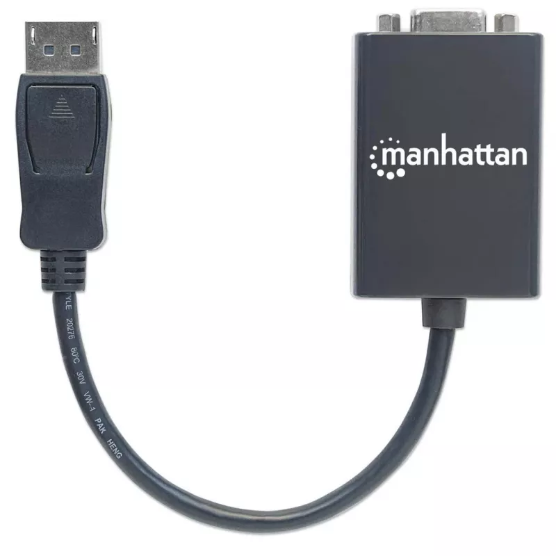 manhattan-displayport-zu-vga-hd15-konverterkabel-15cm-stecker-auf-buchse-aktiv-dp-mit-verriegelung-schwarz-lebenslange-garantie-entspricht-dp2vga2