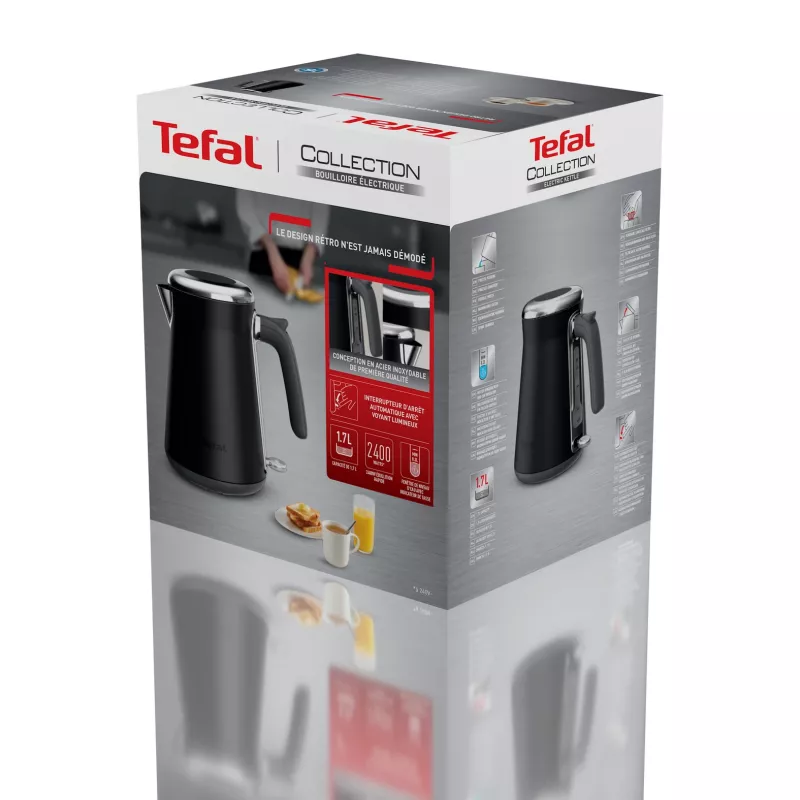 Wasserkocher Tefal KI6668E0 — 1,7 l, 2400 W, Edelstahlgehäuse, schwarz