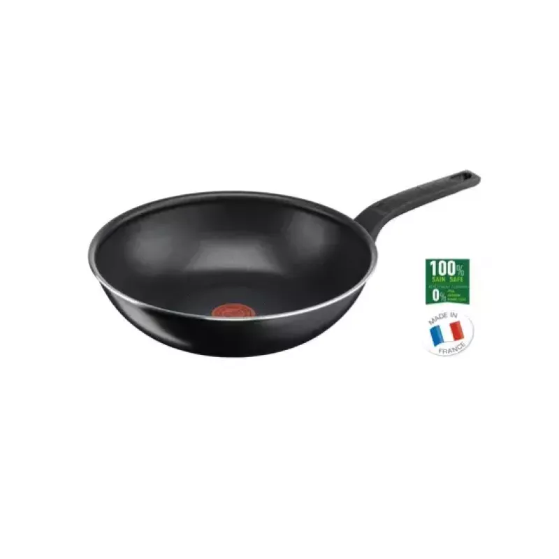 Wok/Stir-Fry Pfanne Tefal Simply Clean B5671953, 28 cm, Aluminium, Antihaft-Titanbeschichtung, Thermo-Spot