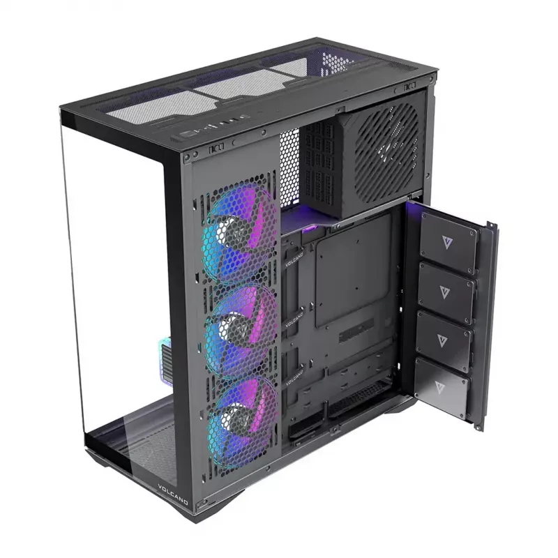 MODECOM Volcano SPACE XL ARGB Full-Tower-PC-Gehäuse — Full Tower, E-ATX-Unterstützung, gehärtetes Glas, ARGB, bis zu 440 mm GPU