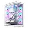 PC Full-Tower-Gehäuse MODECOM Volcano SPACE XL ARGB FULL TOWER 5F Weiß — ATX, gehärtetes Glas, ARGB, USB-C