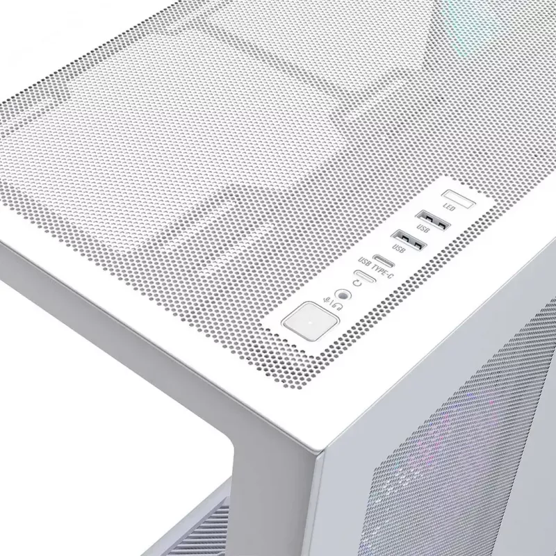 PC Full-Tower-Gehäuse MODECOM Volcano SPACE XL ARGB FULL TOWER 5F Weiß — ATX, gehärtetes Glas, ARGB, USB-C