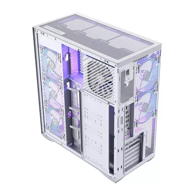 PC Full-Tower-Gehäuse MODECOM Volcano SPACE XL ARGB FULL TOWER 5F Weiß — ATX, gehärtetes Glas, ARGB, USB-C