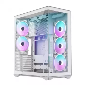 PC Full-Tower-Gehäuse MODECOM Volcano SPACE XL ARGB FULL TOWER 5F Weiß — ATX, gehärtetes Glas, ARGB, USB-C
