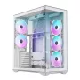 PC Full-Tower-Gehäuse MODECOM Volcano SPACE XL ARGB FULL TOWER 5F Weiß — ATX, gehärtetes Glas, ARGB, USB-C