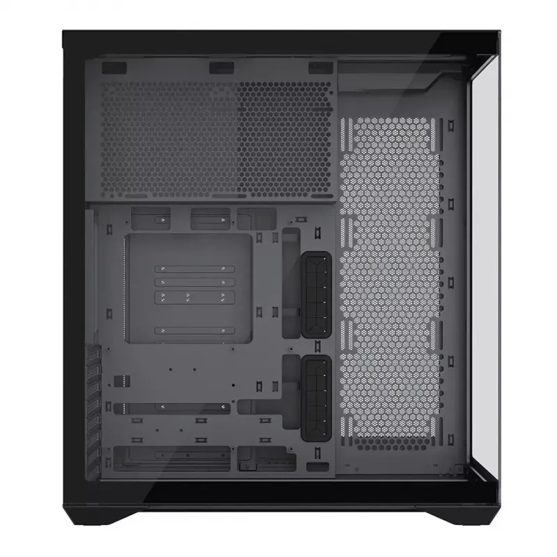 Full-Tower-PC-Gehäuse MODECOM Volcano SPACE XL NF — Schwarz, gehärtetes Glas, ARGB, unterstützt micro-ATX, bis zu 44 cm GPU, 3×3,5 Zoll/4×2,5 Zoll Schächte, USB-A 2×, USB-C 1×