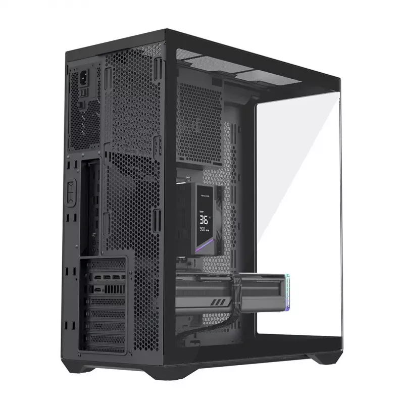Full-Tower-PC-Gehäuse MODECOM Volcano SPACE XL NF — Schwarz, gehärtetes Glas, ARGB, unterstützt micro-ATX, bis zu 44 cm GPU, 3×3,5 Zoll/4×2,5 Zoll Schächte, USB-A 2×, USB-C 1×