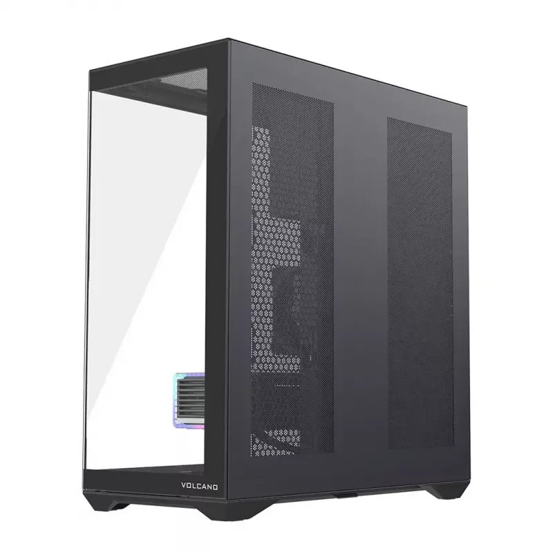 Full-Tower-PC-Gehäuse MODECOM Volcano SPACE XL NF — Schwarz, gehärtetes Glas, ARGB, unterstützt micro-ATX, bis zu 44 cm GPU, 3×3,5 Zoll/4×2,5 Zoll Schächte, USB-A 2×, USB-C 1×