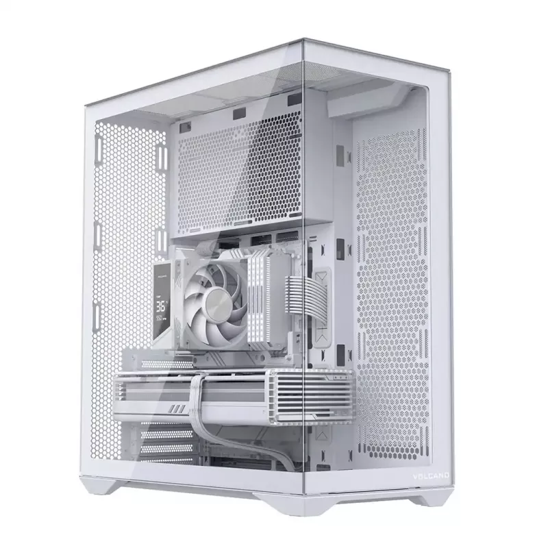 Full-Tower PC-Gehäuse MODECOM Volcano SPACE XL FULL TOWER NF Weiß — ARGB, gehärtetes Glas, 8 Erweiterungsslots, GPU bis zu 440 mm