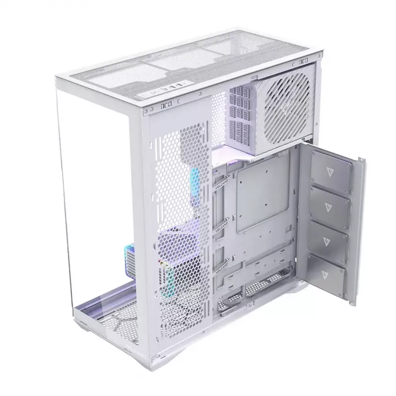 Full-Tower PC-Gehäuse MODECOM Volcano SPACE XL FULL TOWER NF Weiß — ARGB, gehärtetes Glas, 8 Erweiterungsslots, GPU bis zu 440 mm