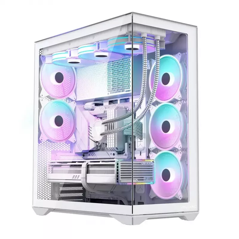 Full-Tower PC-Gehäuse MODECOM Volcano SPACE XL FULL TOWER NF Weiß — ARGB, gehärtetes Glas, 8 Erweiterungsslots, GPU bis zu 440 mm
