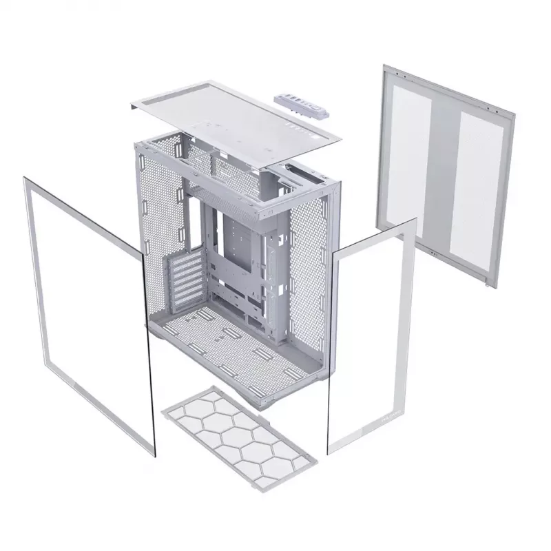 Full-Tower PC-Gehäuse MODECOM Volcano SPACE XL FULL TOWER NF Weiß — ARGB, gehärtetes Glas, 8 Erweiterungsslots, GPU bis zu 440 mm