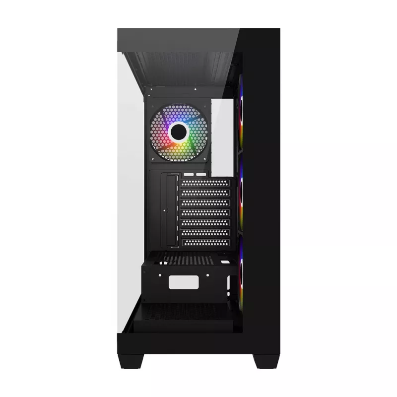 FSP M340-BA Gehäuse Midi Tower mITX, mATX, ATX Schwarz ARGB, Midi Tower, PC, Schwarz, ATX, micro ATX, Mini-ITX, Glass, SPCC, 17 cm
