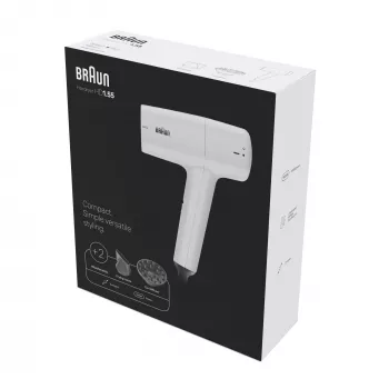 Haartrockner BRAUN HD1.55 — 1800 W, 2 Heizstufen, Cool shot, 1,8 m Kabel, Weiß