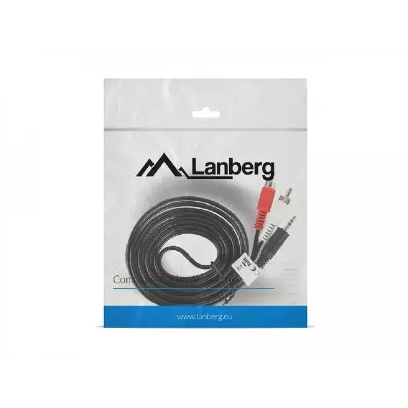 Audiokabel Lanberg CA-MJRC-10CC-0020-BK 3,5 mm RCA 2 m Schwarz Rot Weiß