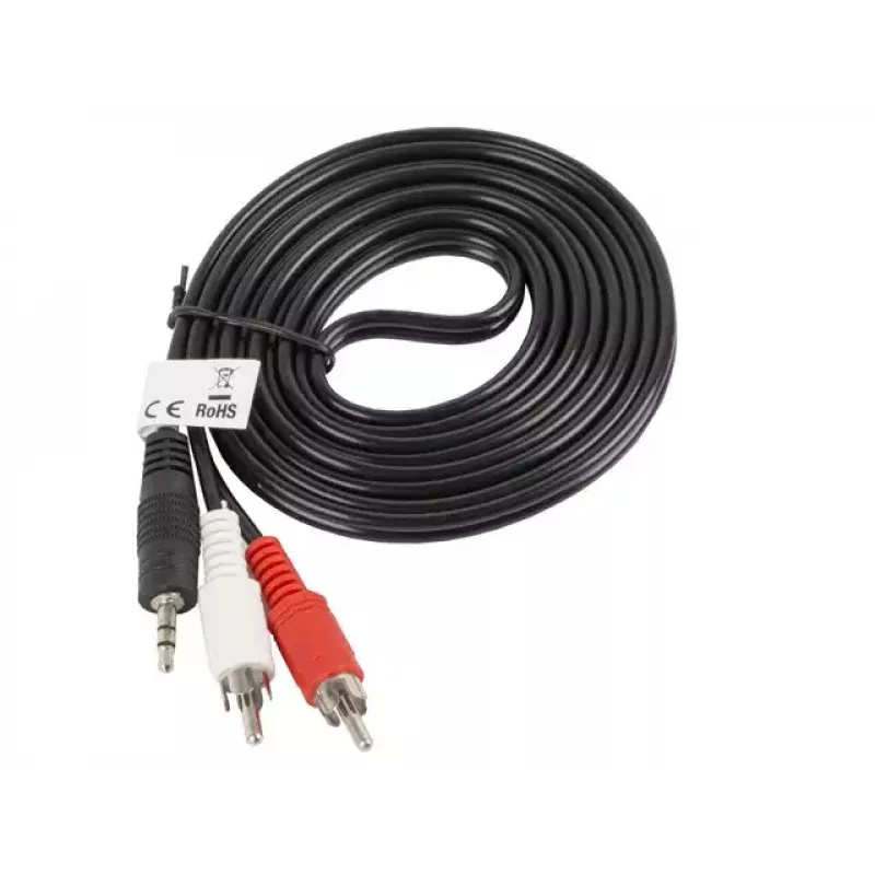 Audiokabel Lanberg CA-MJRC-10CC-0020-BK 3,5 mm RCA 2 m Schwarz Rot Weiß