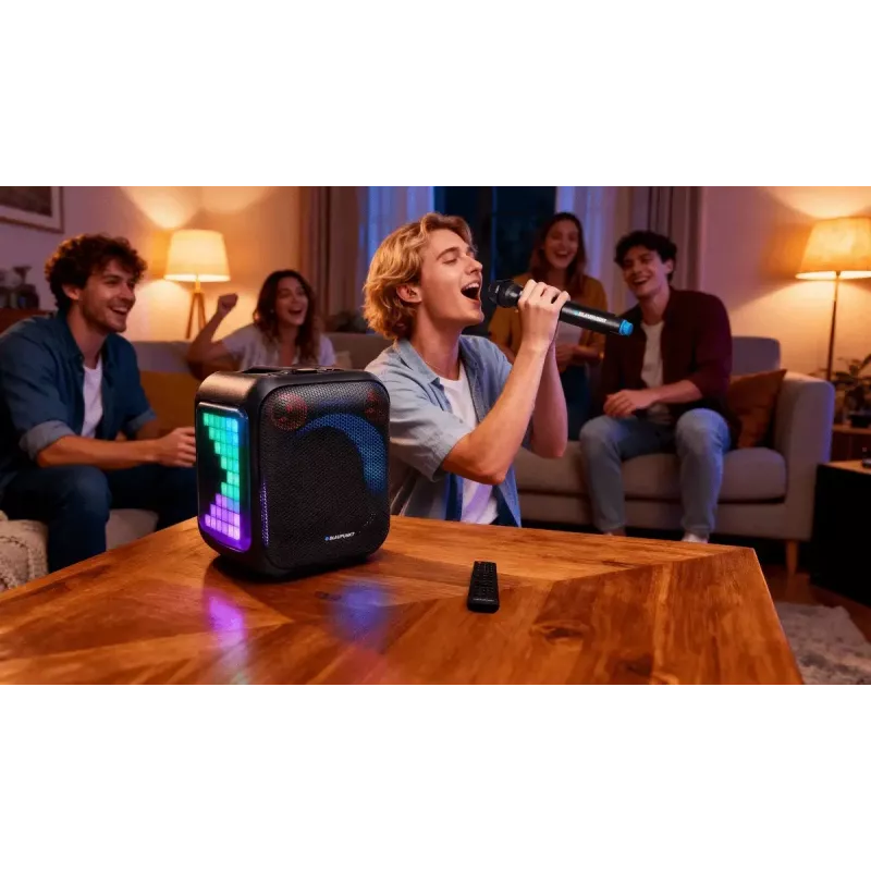 Indoor-/Outdoor-Lautsprechersystem BLAUPUNKT PB6LED — 40 W RMS, Bluetooth, FM, MicroSD, LED-Anzeige, 4500 mAh Akku
