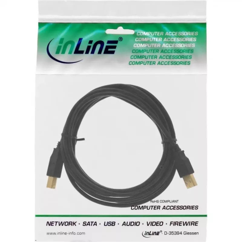 USB 2.0 Verlängerungskabel Typ A Stecker/Buchse InLine 34605B schwarz 5m