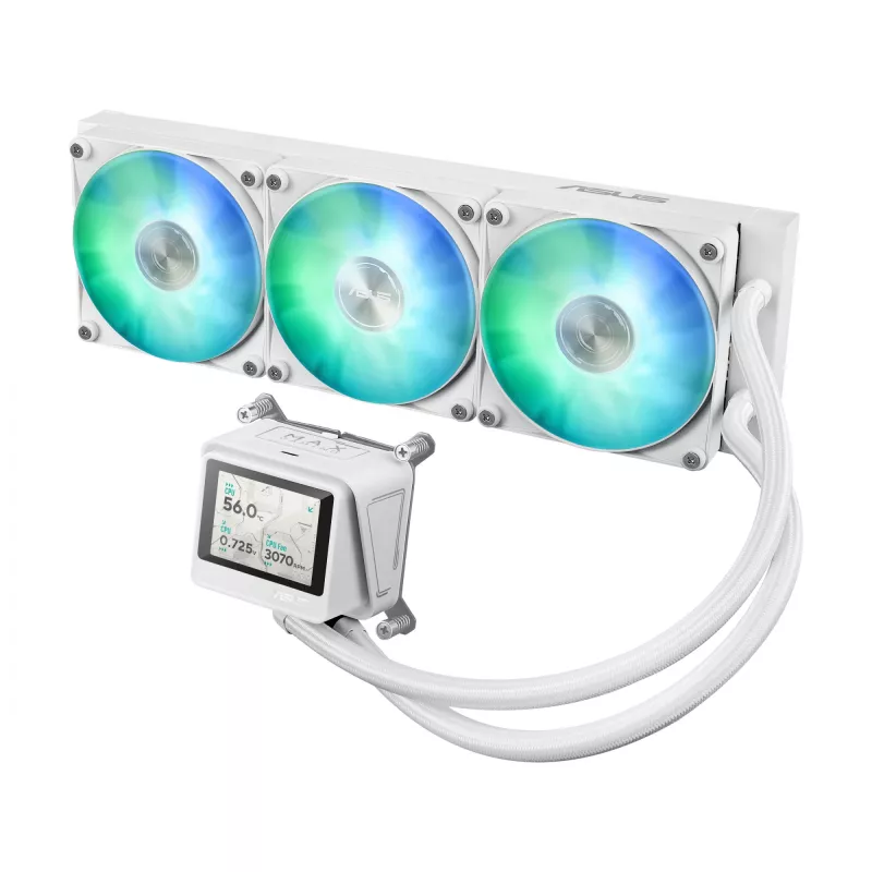 All-in-One-Flüssigkeitskühler ASUS MAX Gaming LC 360 ARGB LCD White Edition, 120-mm-Lüfter, unterstützt AM4/AM5/LGA1700