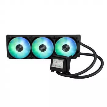 All-in-One-Flüssigkeitskühler ASUS MAX GAMING LC 360 ARGB LCD — 360-mm-Radiator, 120-mm-Lüfter, unterstützt AM4/AM5/LGA1700, Schwarz