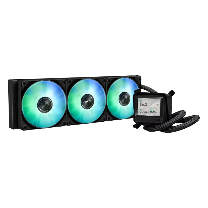 All-in-One-Flüssigkeitskühler ASUS MAX GAMING LC 360 ARGB LCD — 360-mm-Radiator, 120-mm-Lüfter, unterstützt AM4/AM5/LGA1700, Schwarz