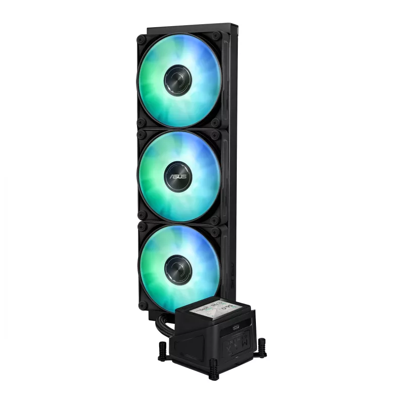 All-in-One-Flüssigkeitskühler ASUS MAX GAMING LC 360 ARGB LCD — 360-mm-Radiator, 120-mm-Lüfter, unterstützt AM4/AM5/LGA1700, Schwarz