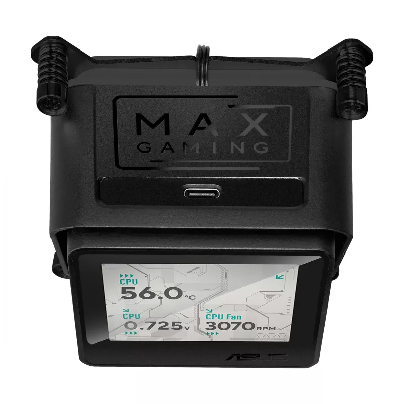 All-in-One-Flüssigkeitskühler ASUS MAX GAMING LC 360 ARGB LCD — 360-mm-Radiator, 120-mm-Lüfter, unterstützt AM4/AM5/LGA1700, Schwarz