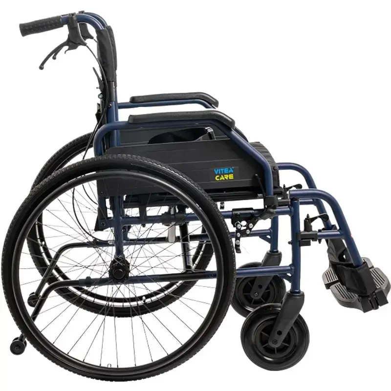 Leichtgewichtiger Aluminium-Rollstuhl MDH NAVY1 – Aluminiumrahmen, Sitz 46×42 cm, max. Benutzergewicht 120 kg, faltbar, 14,7 kg