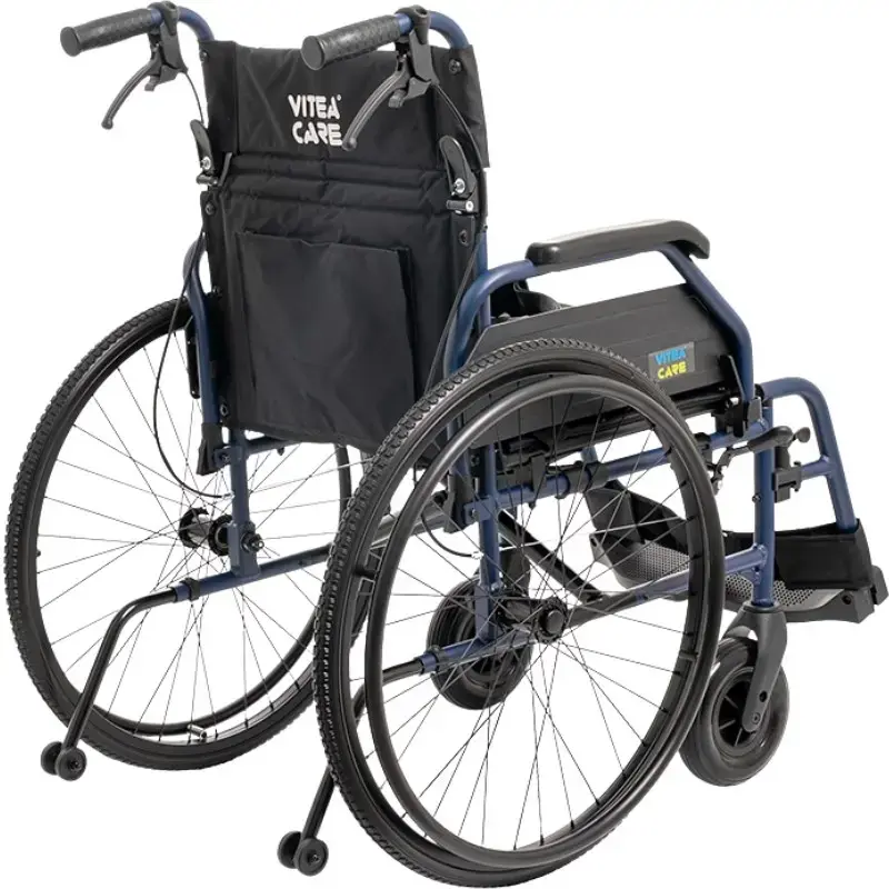 Leichtgewichtiger Aluminium-Rollstuhl MDH NAVY1 – Aluminiumrahmen, Sitz 46×42 cm, max. Benutzergewicht 120 kg, faltbar, 14,7 kg