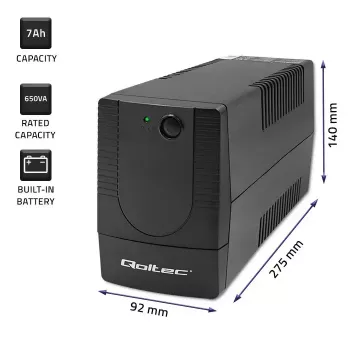 Unterbrechungsfreie Stromversorgung QOLTEC 53773 0,85 kVA (480 W) Line-Interactive, 1x Typ-E-Ausgang, 7-Ah-Batterie