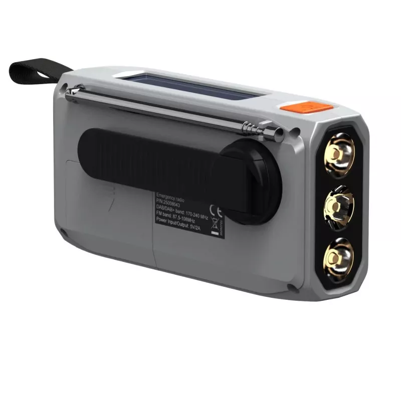 Tragbares Kurbelradio Marmitek RESQ 100 — DAB/DAB+/FM, 3 W, LCD, USB‑C, 3,5-mm-Klinke, hellgrau