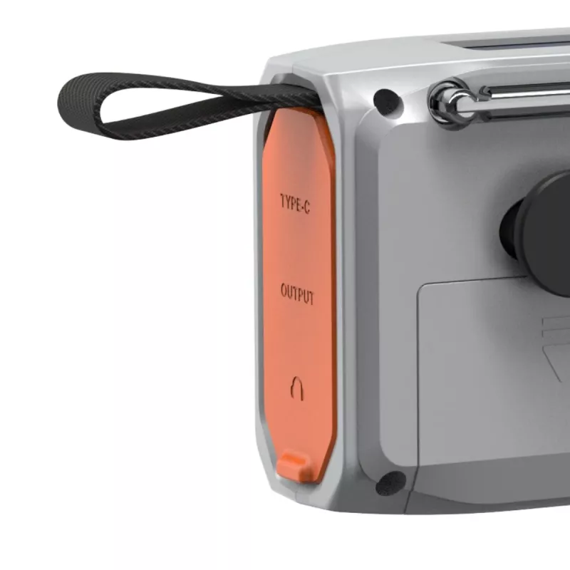 Tragbares Kurbelradio Marmitek RESQ 100 — DAB/DAB+/FM, 3 W, LCD, USB‑C, 3,5-mm-Klinke, hellgrau