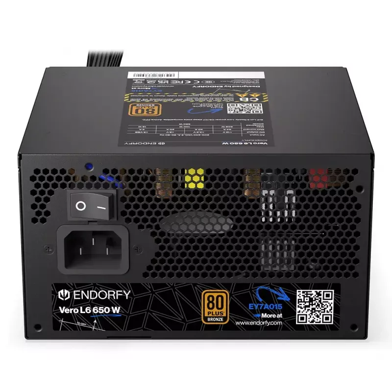 Netzteil ENDORFY Vero L6 650 W ATX 24-Pin, 80 PLUS Bronze, 120 mm Lüfter, schwarz