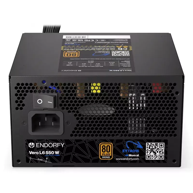 Netzteil ENDORFY Vero L6 550 W ATX 24-Pin 80 PLUS Bronze, 120 mm Lüfter, schwarz