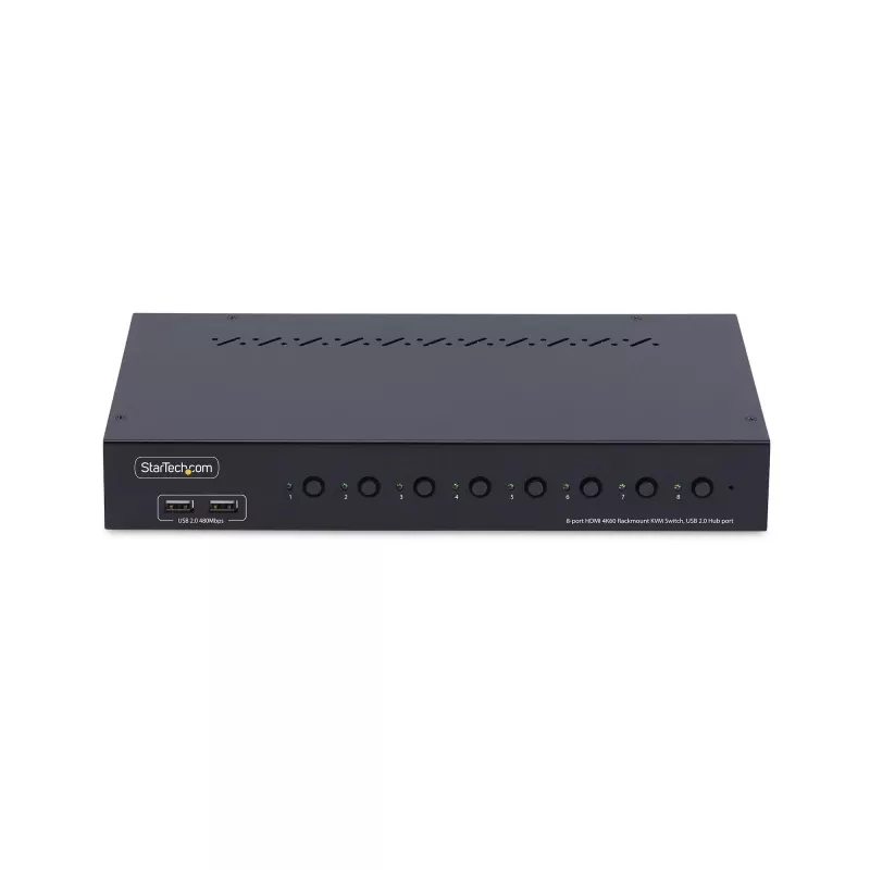 StarTech.com 8-Port HDMI KVM-Switch mit 1U-Rackmount-Kit, 4K 60Hz HDMI 2.0, Tasten- und Hotkey-Umschaltung, 4-Port USB-Hub, betriebssystemunabhängig, TAA-konform