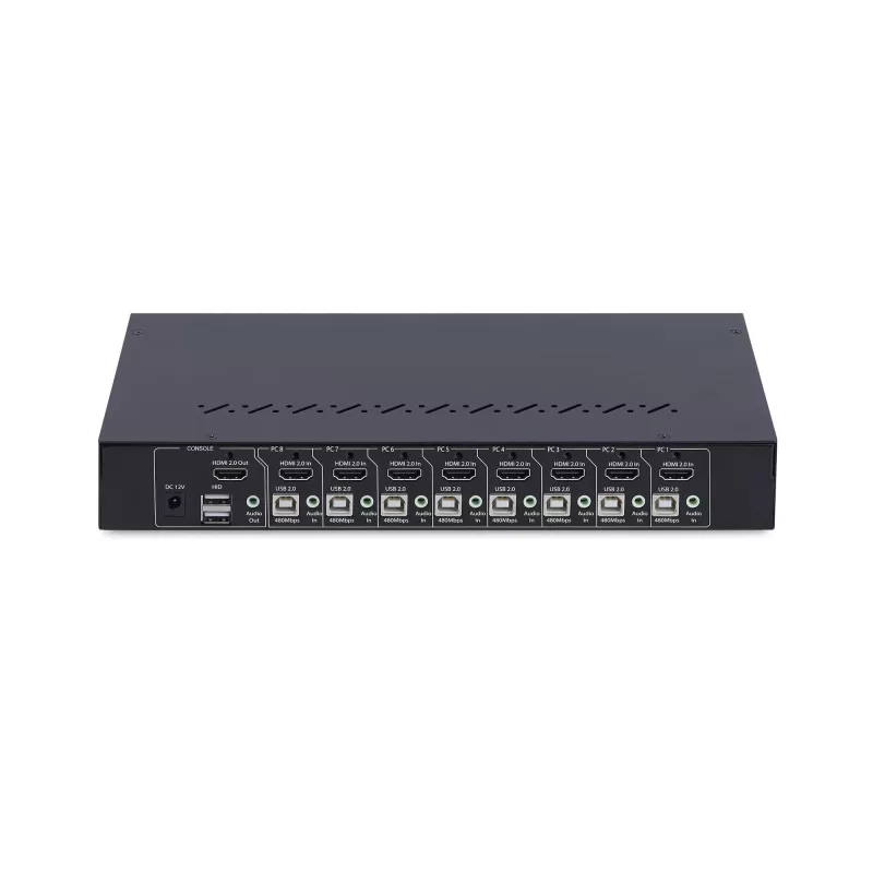 StarTech.com 8-Port HDMI KVM-Switch mit 1U-Rackmount-Kit, 4K 60Hz HDMI 2.0, Tasten- und Hotkey-Umschaltung, 4-Port USB-Hub, betriebssystemunabhängig, TAA-konform